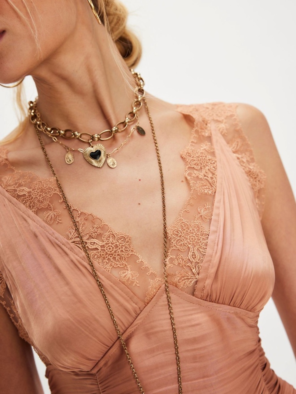 Free People Elena Lace Tank in Peached Copper - Picture 3 of 14